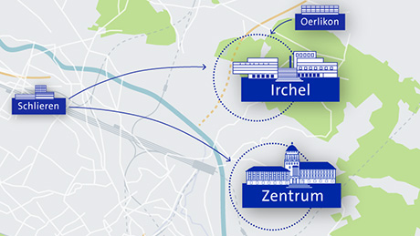 Standorte Stadtuniversität UZH (Grafik)