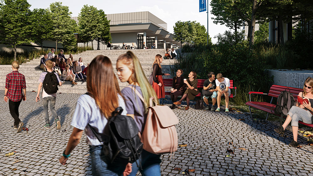 Kantonsschülerinnen und -schüler am Campus Irchel